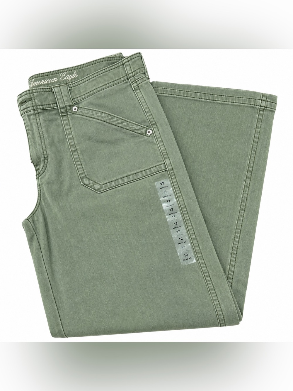 American Eagle Low-Rise Ultra Wide Leg Wide Leg Jeans in Green Waist 12